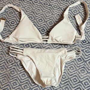 L*Space White Bikini Set m top small bottom